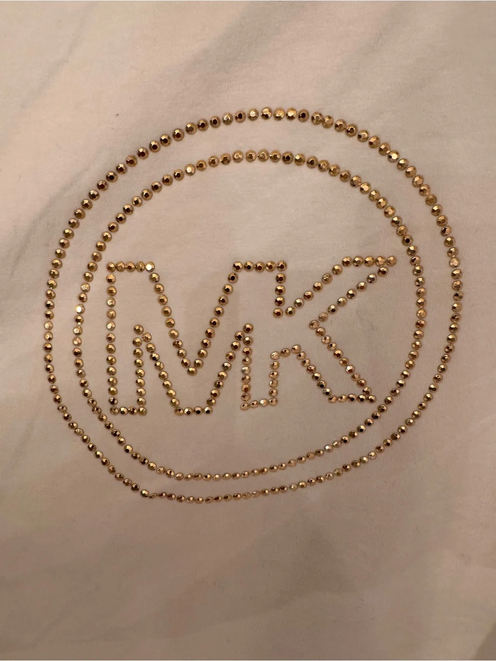 Michael Kors White Short Sleeve Tee with Gold MK Emblem